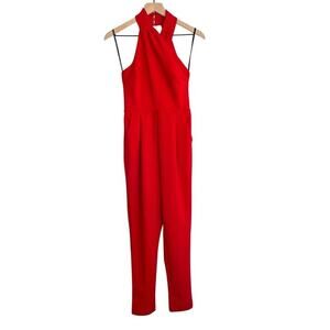 Rachel Roy Harland Scuba Crepe Jumpsuit Red XS